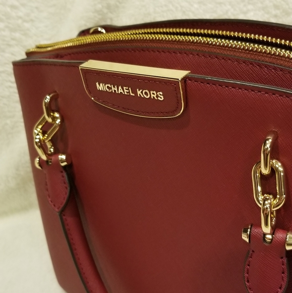 NWT Michael Kors Rochelle LG Satchel brandy red - Picture 7 of 8